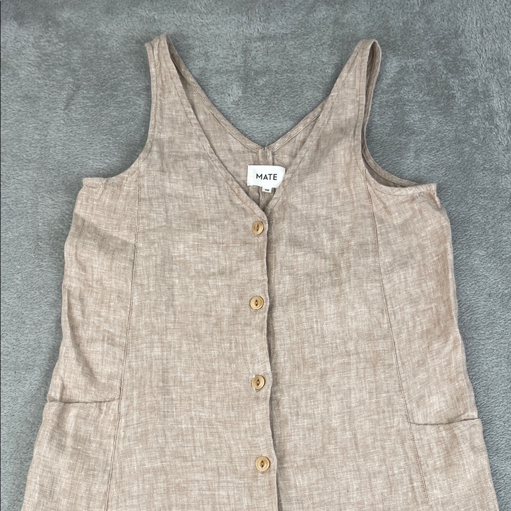 NEW MATE The Label XS 100% Organic Linen Sleeveless Button Down Dress - Picture 2 of 12